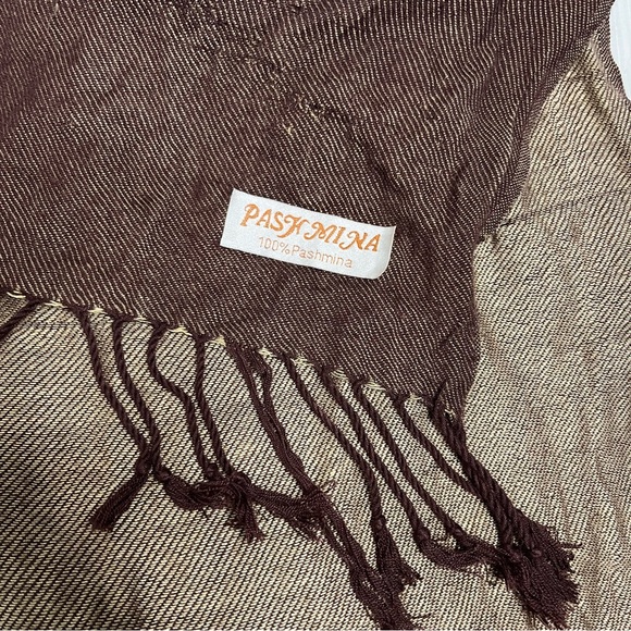 Brown Pashmina Fringe Scarf H - Picture 2 of 8